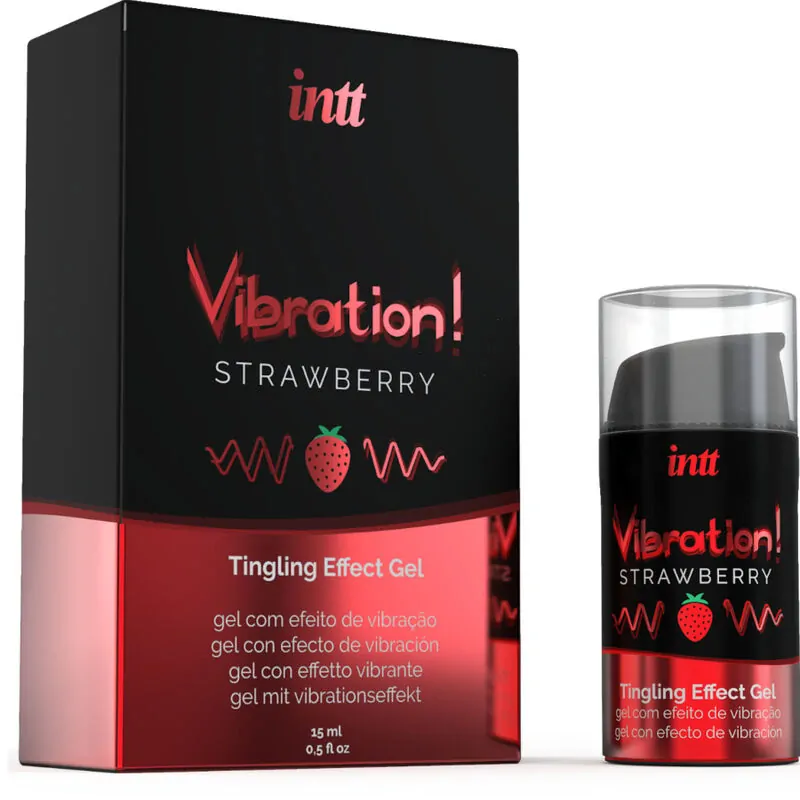 Účinný stimulačný gél INTT "tekutý vibrátor" - jahoda - 15 ml