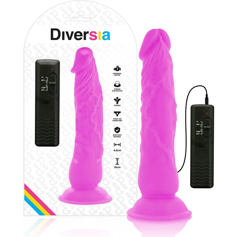 Flexibilný vibračný vibrátor Diversia s prísavkou - 21cm