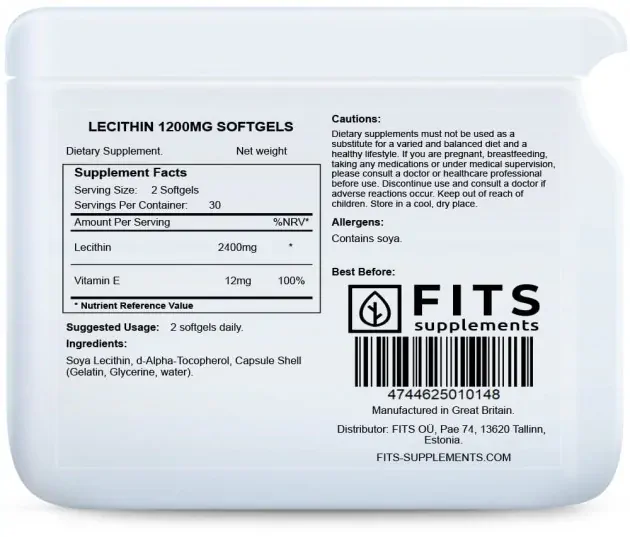 Lecitín 1200mg - 60softgelových kapsúl - Fits Supplements