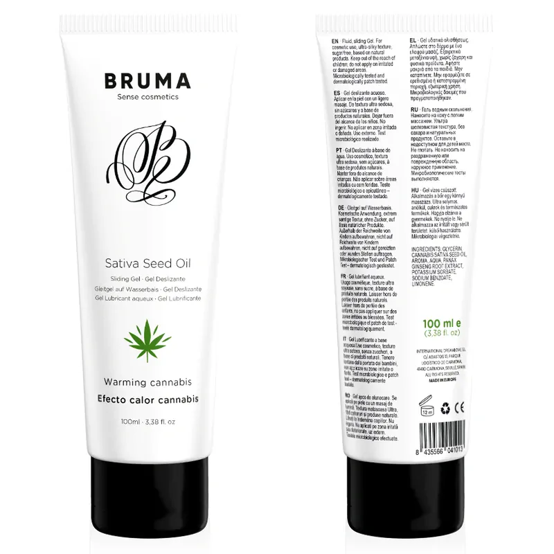 Lubrikačný gél "BRUMA s olejom zo somien Sativa" s hrejivým efektom - 100 ml