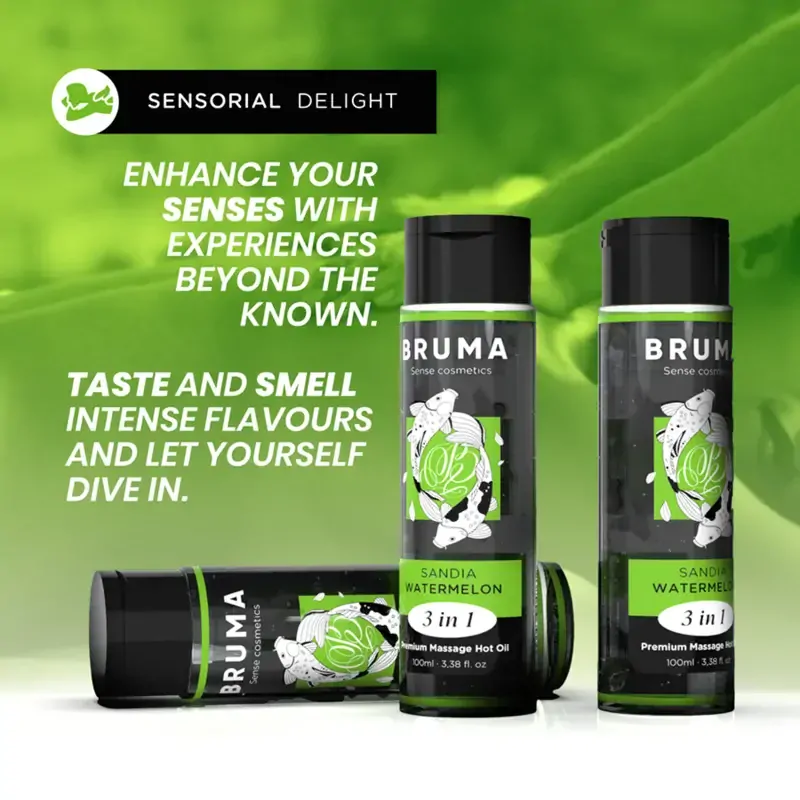 Prémiový masážny olej BRUMA 3v1 - príchuť: melón - 100ml